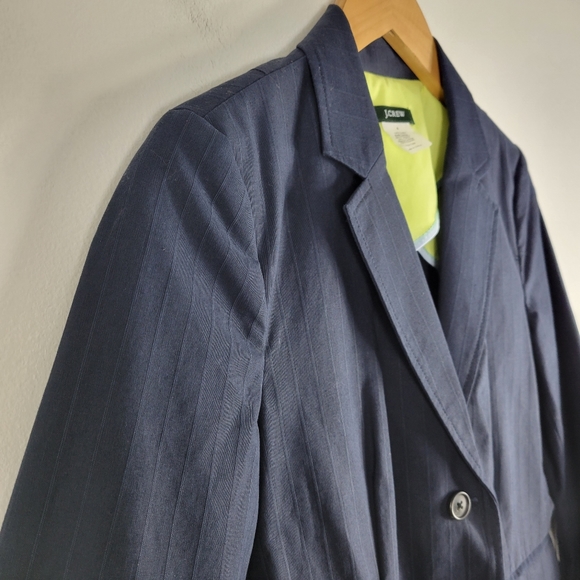 J.Crew Jacquard Pin Stripe Cotton Single Breasted Notch Lapel Blazer - Picture 3 of 8